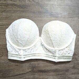 Victoria Secret Very Sexy 32DD Strapless Lace White Bra